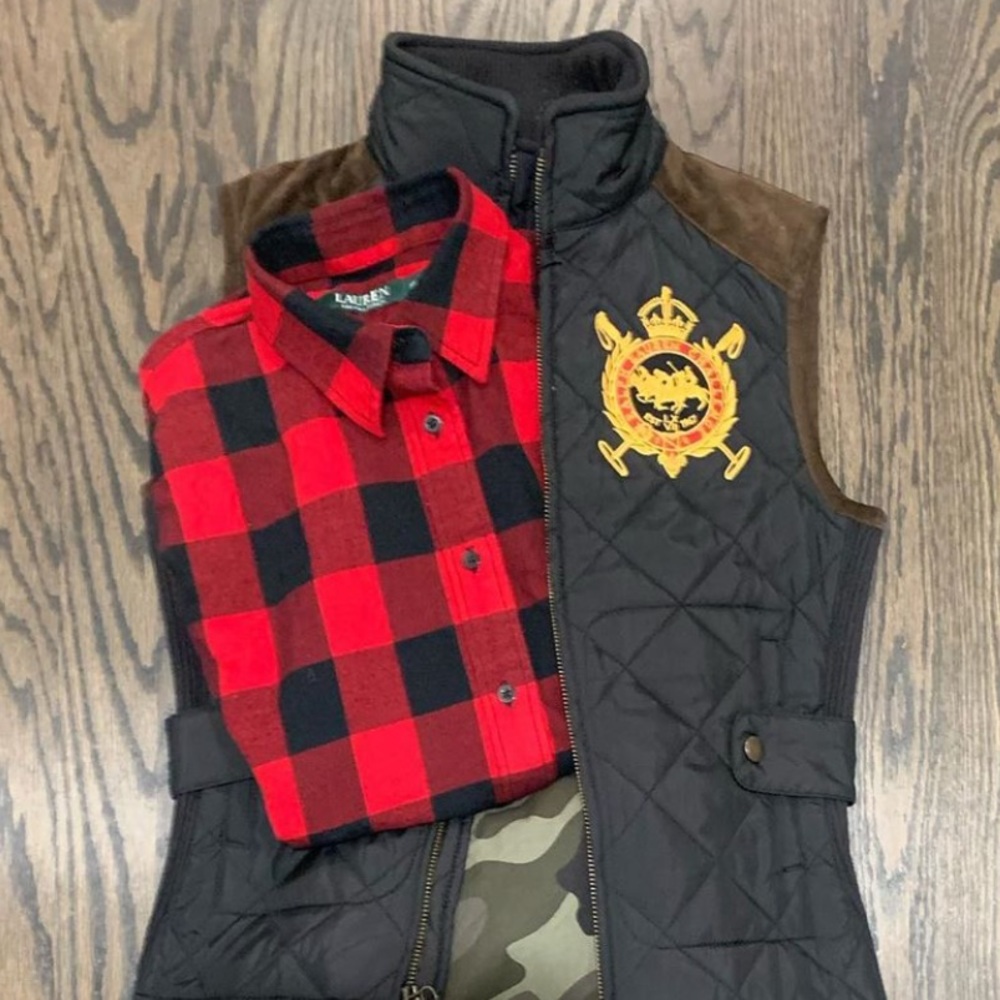 Ralph Lauren Sport quilted vest, leather accents